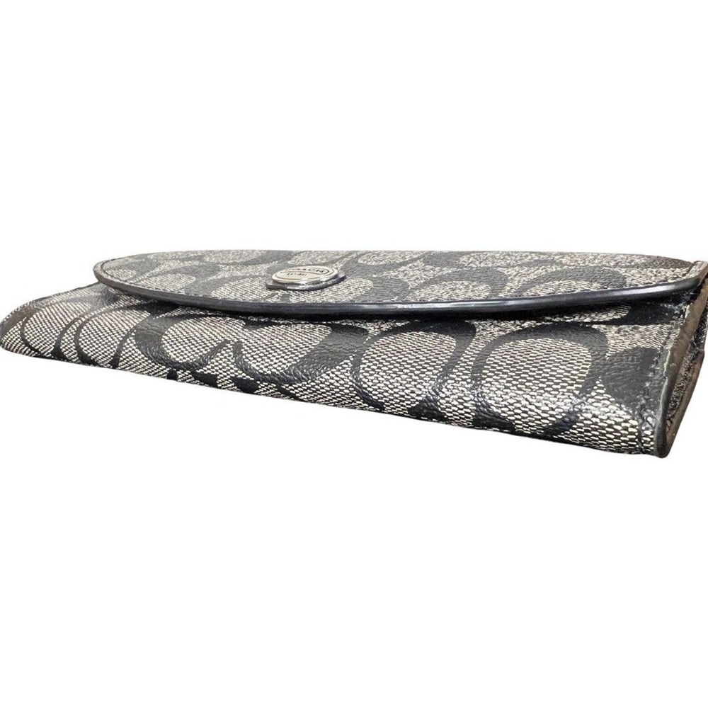 Coach Signature Peyton Slim Envelope Wallet Black Gray Snap Closure F49154 - Picture 3 of 10